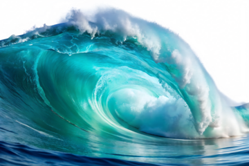 beach ocean wave top view, isolated on a white or transparent background, cut out on PNG, generated AI