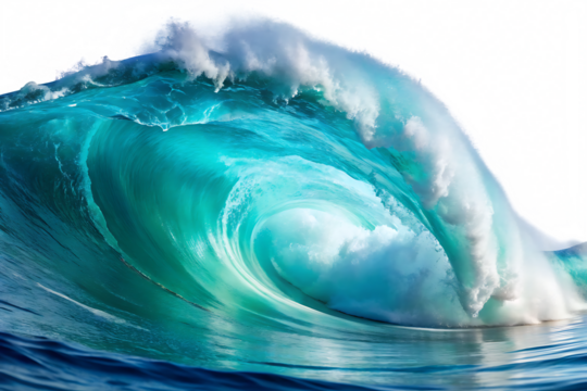beach ocean wave top view, isolated on a white or transparent background, cut out on PNG, generated AI