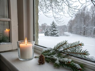 christmas tree and candle