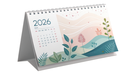 2026 Desk Calendar with Botanical Illustration Design