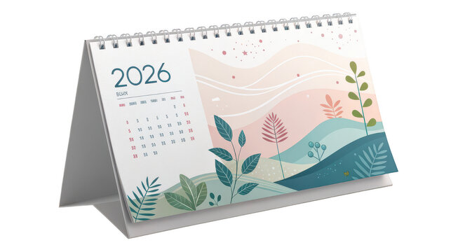 2026 Desk Calendar with Botanical Illustration Design - Powered by Adobe