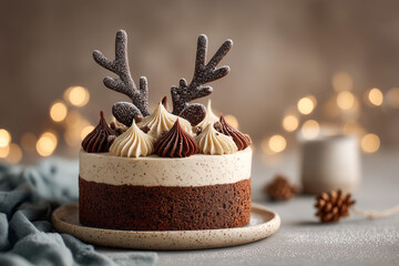 Chocolate reindeer Christmas cake