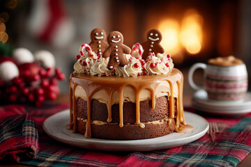 Festive gingerbread drip cake
