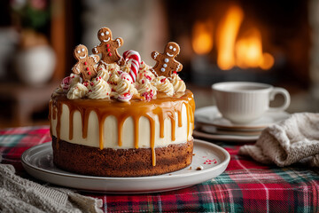 Festive gingerbread drip cake