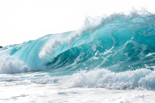 beach ocean wave top view, isolated on a white or transparent background, cut out on PNG, generated AI