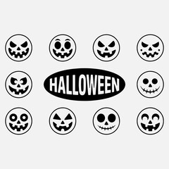 Free SVG Bundle - Scary Halloween Faces Emoji Clipart