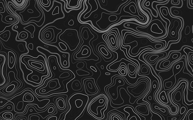 Abstract Topographic Map Design with Artistic Flowing Contours for a Premium Look, Sleek and Elegant Topographic Map with Abstract Lines and Black Background,