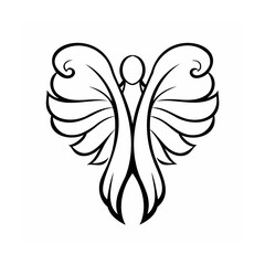 Elegant Angel Wing Outline Symbol Vector Graphic Illustration Design Element