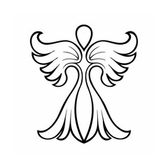 Elegant Angel Silhouette Illustration with Stylized Wings and Flowing Lines