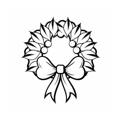 Elegant Christmas Wreath Vector Illustration with Bow and Berry Accents