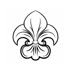 Elegant outline drawing of a fleur de lis on white background