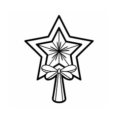 Elegant Star Ornament Design with Decorative Bow in Black and White