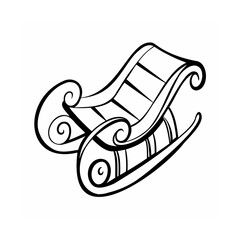 Hand drawn sketch of a Christmas sleigh in black and white