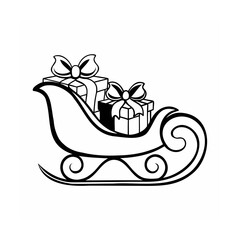Holiday Sleigh Filled with Gifts Vector Illustration for Christmas Designs