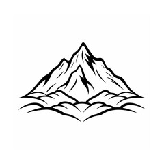 Minimalist mountain range peak drawing on white background landscape illustration