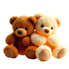 Photo of two teddy bears hugging isolated on transparent background