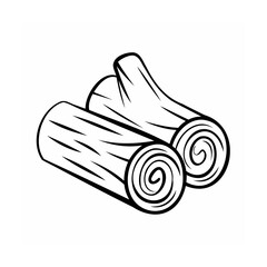 Stylized outline illustration of logs firewood stack monochrome design