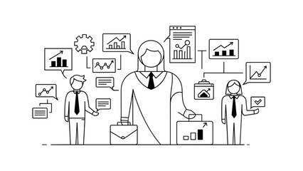 Business team working on data analysis