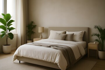 Luxury Minimalist Bedroom Interior with Natural Light