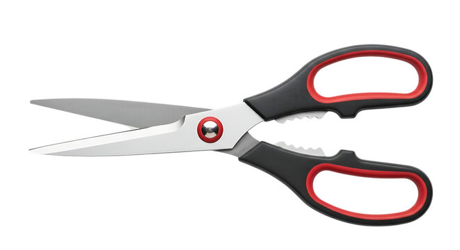 Kitchen Shears with Red and Black Handles Isolated