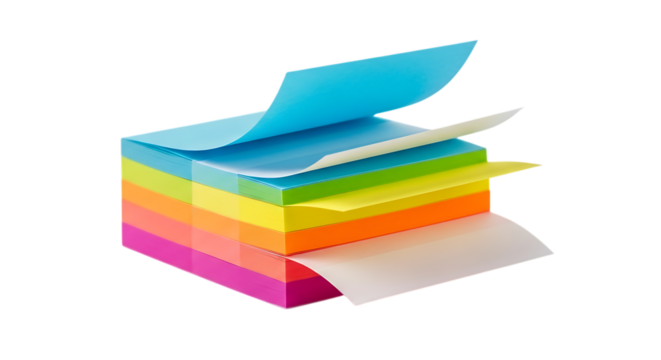 Stacked Colorful Sticky Notes with One Page Peeling