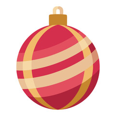 Festive red and gold christmas ornament with striped design for holiday decoration