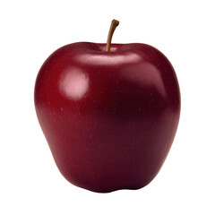 A single, ripe red apple isolated on transparent background, showcasing its smooth skin and vibrant color