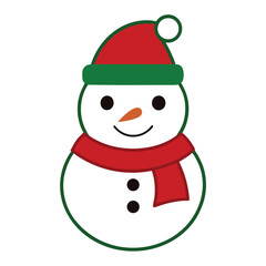 Festive snowman vector illustration with red hat and scarf design element