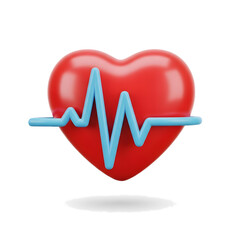 3D Heart with Pulse Line Icon