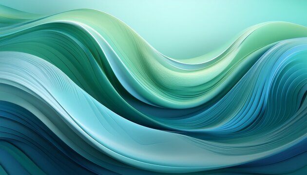 an elegant 3d banner featuring a wave in a serene blue and green gradient simulating the calming effect of ocean waves in abstract form
