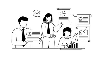 Business team analyzing data