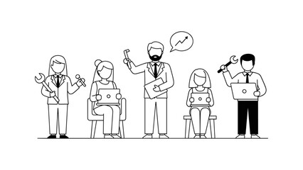 Team of business people with tools