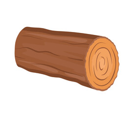 Wood log. Wood firewood log, cut tree trunk, cross section in cartoon style isolated on white background. Woodworking industry material. Natural timber, lumber, forestry. Flat vector illustration