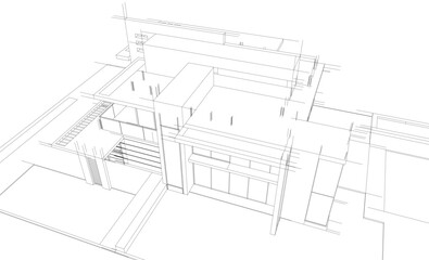  architectural drawing 3d illustration