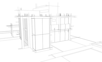  architectural drawing 3d illustration