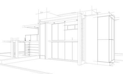  architectural drawing 3d illustration