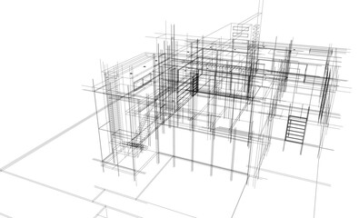 Obraz premium architectural drawing 3d illustration
