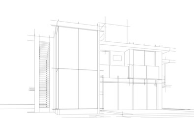  architectural drawing 3d illustration