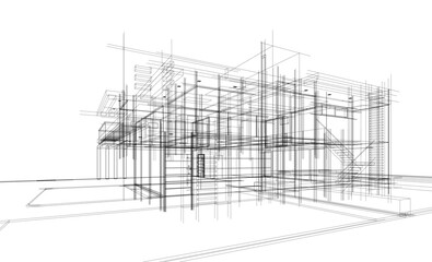 Fototapeta premium Architectural drawing 3d vector illustration