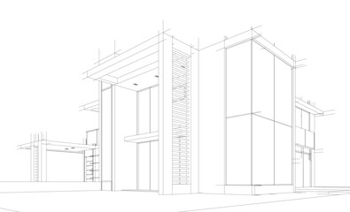  architectural drawing 3d illustration