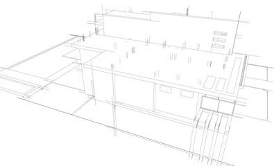  architectural drawing 3d illustration