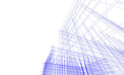 Architectural drawing 3d vector illustration