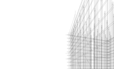 Architectural drawing 3d vector illustration