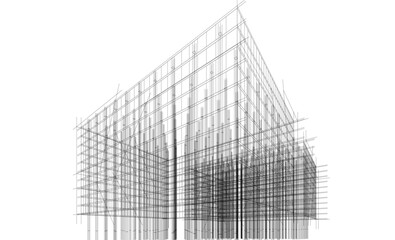 Architectural drawing 3d vector illustration