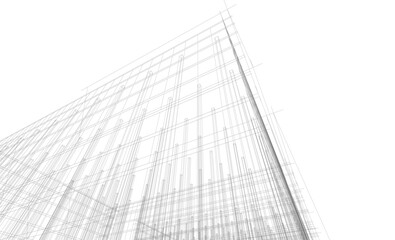 Architectural drawing 3d vector illustration