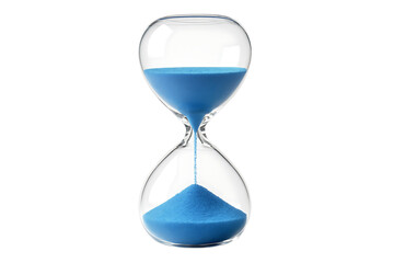 Elegant Transparent Sand Timer with Bright Blue Sand Symbolizing Time Management and Focus
