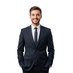 Smiling businessman in a suit isolated on transparent background