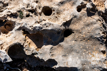 roca caliza con agujeros y formas abstractas
