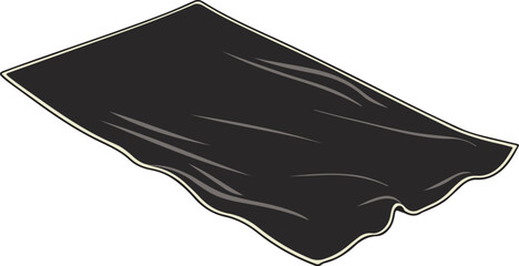 Vector illustration of a black towel on transparent background
