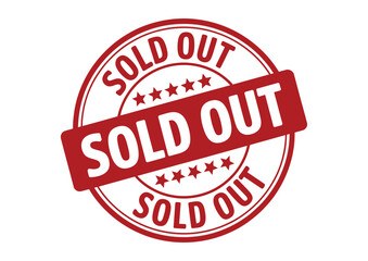 Red circular rubber stamp with "SOLD OUT" text indicating unavailability or a completed sale.